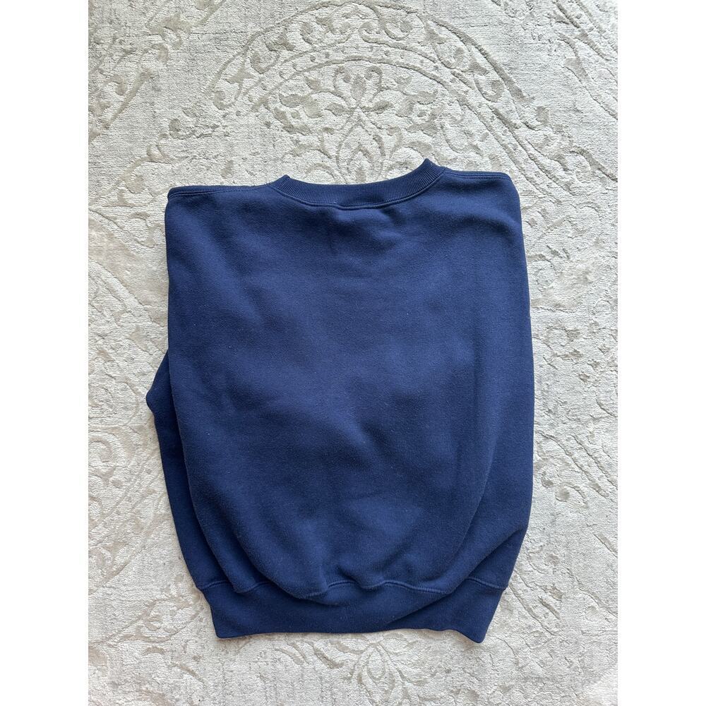 Vintage 90s Limited Jeans Sweatshirt Navy Blue Crest Logo M Cropped Sleeves - Picture 6 of 7